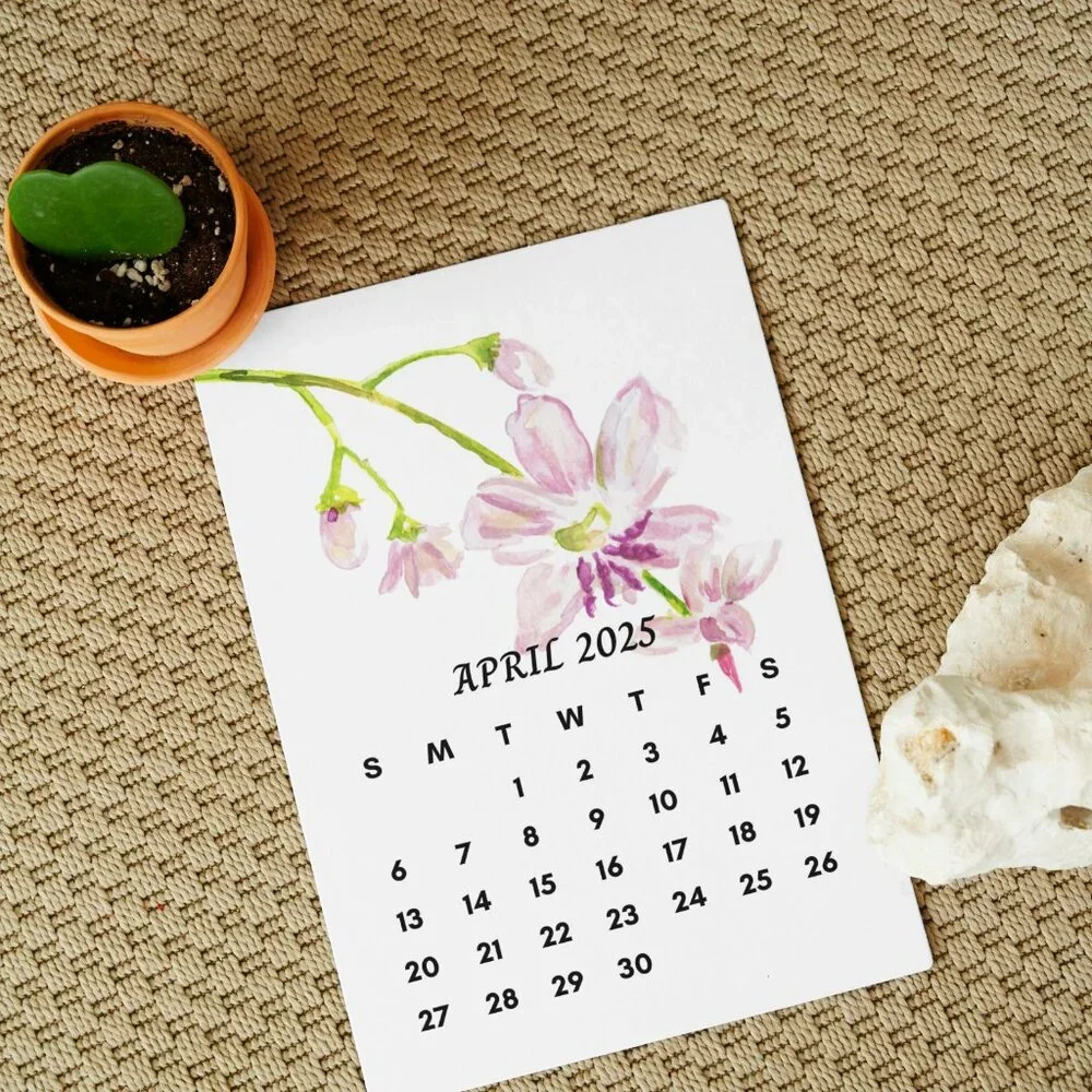 NEW 2025 Floral Watercolors Desk Calendar Cards - 5x7 Calendar Card Refills